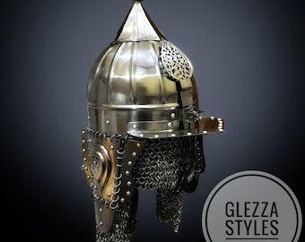 Medieval Islamic Ottoman Helmet with Chainmail | 16 Gauge Steel Indo Persian Kulah Khud Armor | Wearable Khula Khud Warrior Costume Gift