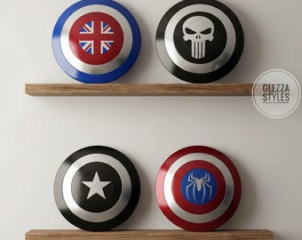 22" Metal Captain America Variant Shield | Custom Punisher Spider-Man Captain Carter Steel Shield | Marvel Cosplay Armor Prop Gift for Him