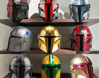 Wearable Steel T-Visor Helmet | 11 Color Options | Full Size Bounty Hunter Armor | Adjustable Iron Headgear for Sci-Fi Cosplay Halloween