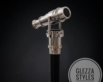 Handmade Black Nickel Solid Brass Hidden Telescope Head Handle Antique Looking Wooden Walking Stick gift for family halloween christmas gift
