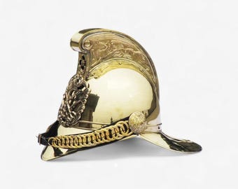 Victorian Merryweather Fireman Helmet | Brass French British Firefighter Replica | Wearable Antique Style Costume Headgear Christmas Gift