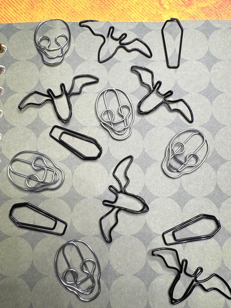 Bats, Skulls and Coffin Paperclips, Gothic Stationery, Halloween Desk ...