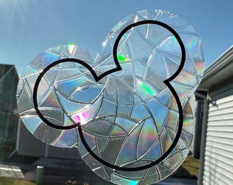 Mouse Head Outline Suncatcher – Cute Window Decor, Static Cling Sun Catcher, Kids Room Decoration, Gift for Animal Lovers