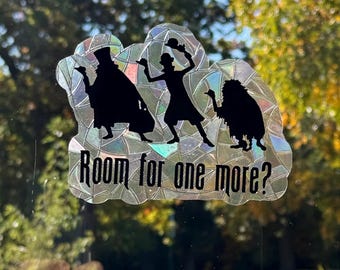Hitchhiking Ghosts Suncatcher Cling – Spooky Window Decor, Ghostly Ride Sun Catcher, Halloween & Gothic Home Accent, Fun Vinyl Cling