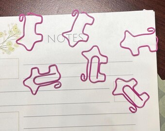 5pc. Cute Pig-Shaped Paperclips for Planners, Journals, Scrapbooks, Office Supplies, Whimsical Stationery, Cute Animal Clip Set