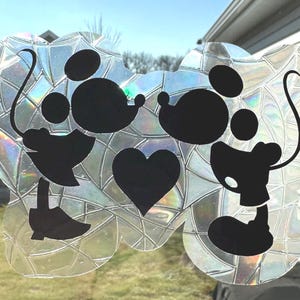 Mouse Love | Rainbow Prism Suncatcher | Window Static Cling | Window Film | Sun Catcher