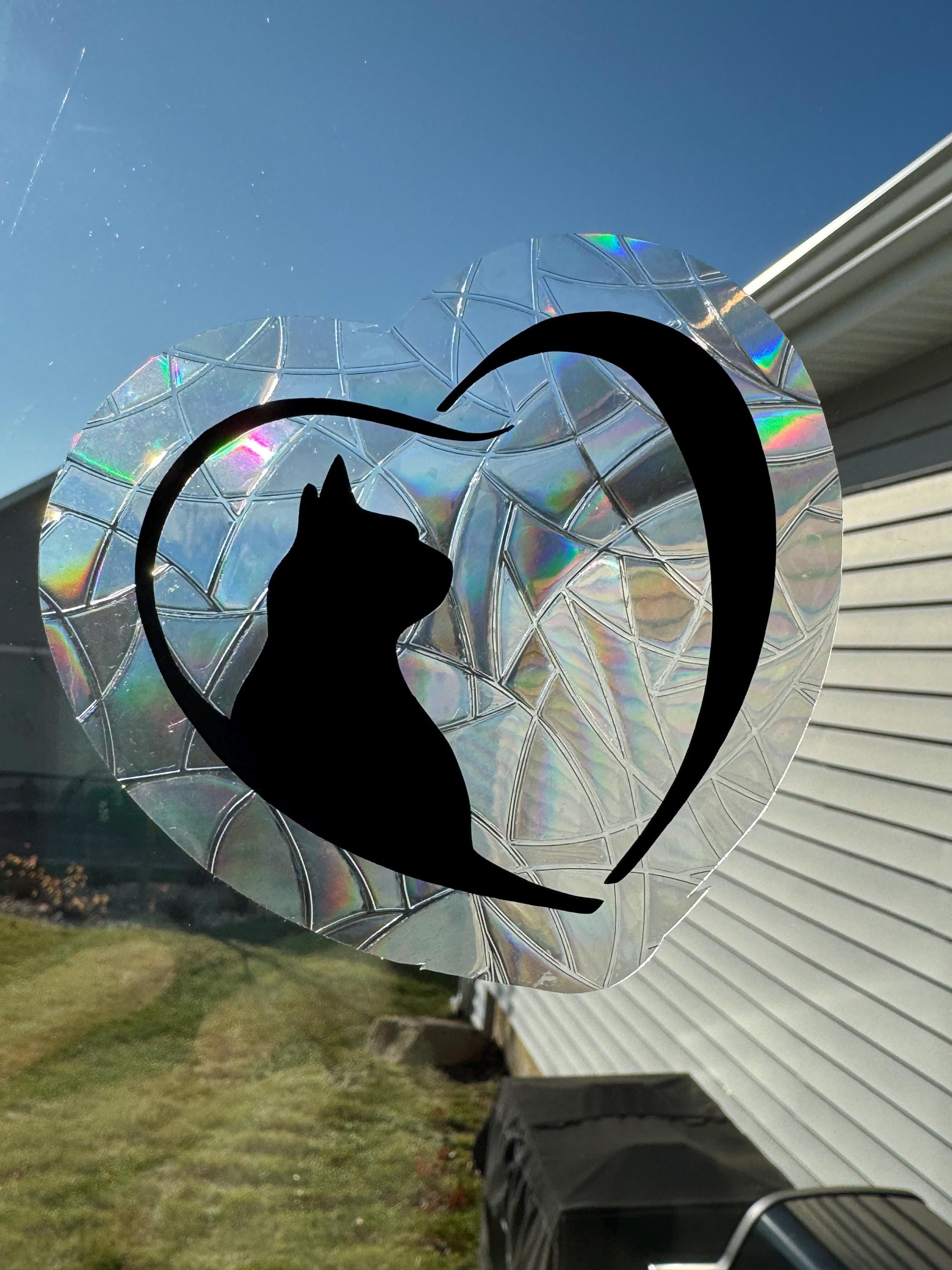 Cat Love | Rainbow Prism Suncatcher | Window Static Cling | Window Film | Sun Catcher