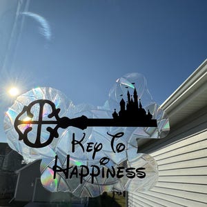 Key to Happiness Castle | Rainbow Prism Suncatcher | Window Static Cling | Window Film | Sun Catcher