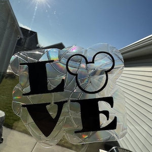 Love Mouse | Rainbow Prism Suncatcher | Window Static Cling | Window Film | Sun Catcher