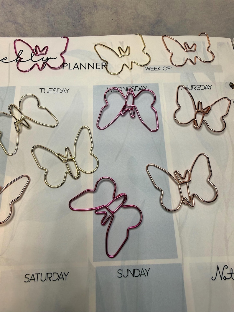 5pc. Butterfly Shaped Paper Clips, Shapes, Journal Planner Accessories ...
