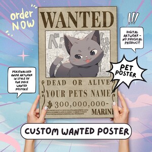 CUSTOM WANTED POSTER - Pets - Digital Download Portrait Cartoon Artwork Anime Poster For Anime Lovers