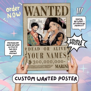 CUSTOM WANTED POSTER - Couple Style - Digital Download Portrait Cartoon Artwork Anime Poster For Anime Lovers