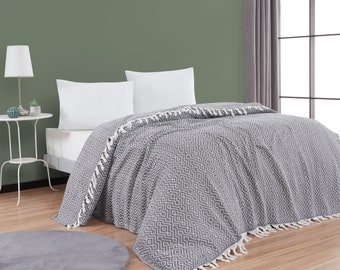 Coperta copridivano, Copriletto, Coperta in cotone turco, Copriletto accogliente sfuso, Copriletto all'ingrosso, Copriletto in cotone, Tiro, Antracite