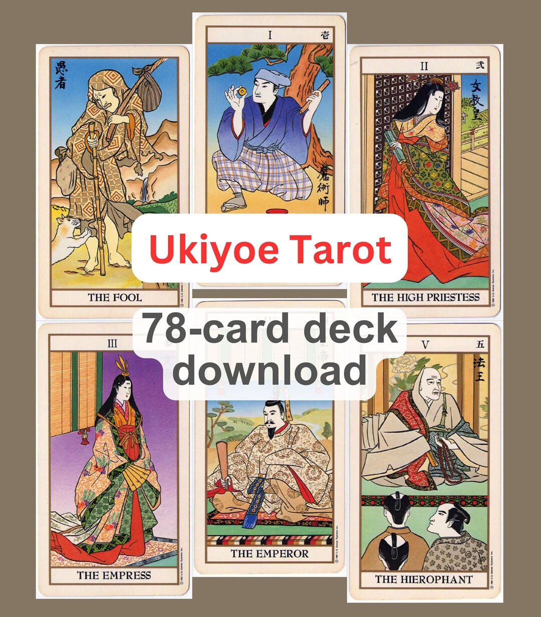 Ukiyoe Tarot, Rare Vintage Card Deck, Marseille Tarot, Japan Culture, Historical, Instant