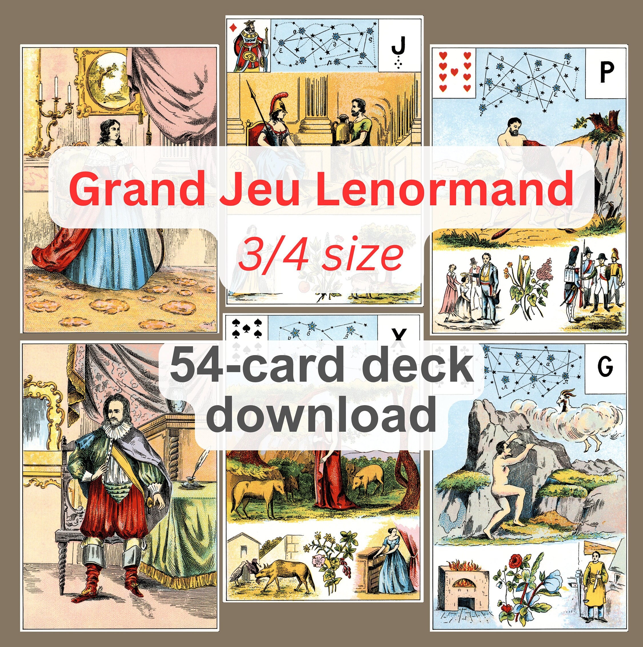Grand Jeu Lenormand, 3/4 Size, Portable Size, Vintage Card Deck
