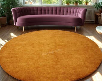 Hand Tufted Round Rug 6ft For Living Room, Bedroom Rug Luxury Area Rug Solid Rug in Soft Wool Modern Durable Rug for Home Decor 5x5 8x8 9x9