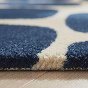 Marineblauw abstract vloerkleed, modern geometrisch vloerkleed voor woonkamer afbeelding 6