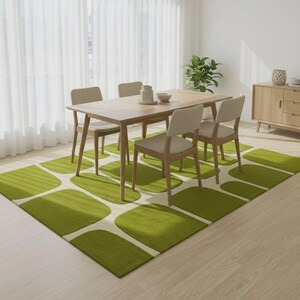 Marineblauw abstract vloerkleed, modern geometrisch vloerkleed voor woonkamer Green
