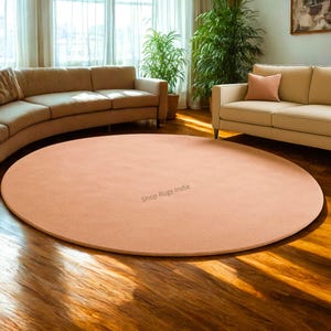 Handgetufteter runder Teppich in Rosa Dekorativer Teppich für Wohnzimmer, Schlafzimmer, Büro und Essbereich