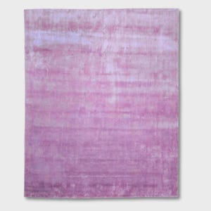 Shiny Pink Silk Rug - Soft Handmade Solid Luxury Area Rug