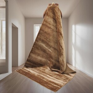 Handwoven Bronze Silk Area Rug - Solid Minimalist Scandinavian Carpet 8x10 image 6