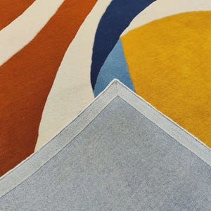 Colorful Abstract Wool Rug, Hand Tufted Modern Area Carpet, Mid Century Geometric Living Room Bedroom Rug image 8