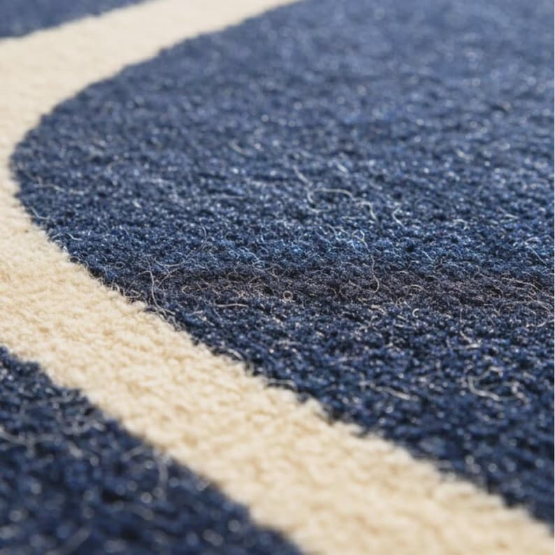 Marineblauw abstract vloerkleed, modern geometrisch vloerkleed voor woonkamer afbeelding 4