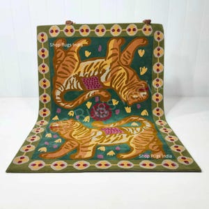 Tibetischer Tiger Teppich Handgetufteter Tigerteppich für Wohnzimmer Schlafzimmer 5x8 Kundenspezifische weiche Böden des Tieres für Hauptdekor 6x9 8x10 Geschenk für Haus