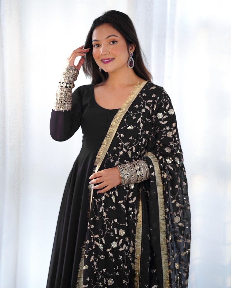 Beautiful Frill Stitching Designer Festival And Wedding Gown And Dupatta Set