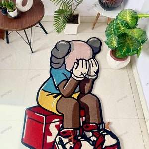 Crying KAWS Rug for Home and Office, Anime rug, Carpet living room décor, Anime tufted rug, Custom personalized rugs, Cartoon rug