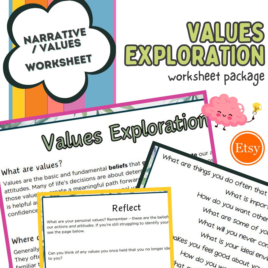 VALUES EXPLORATION - Counseling and Therapy Worksheet - Etsy