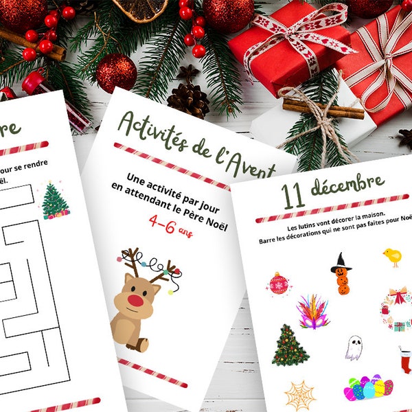 Advent calendar activities, Christmas countdown, children's activities for the holidays, Riddles. To print - In French