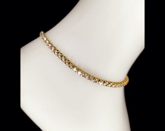 Crystal Anklet,Rhinestone Crystal Chain Anklet,Diamond Dainty Wedding Foot Jewelry Accessory,Valentines gift,Gift for her