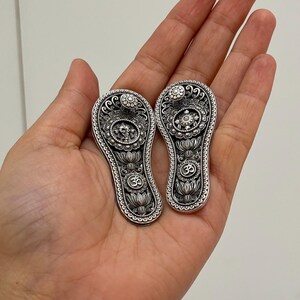 925 Sterling Silver Charan Paduka | Pure Silver Paduka for Pooja | Silver Charan Pair for Altar Decor