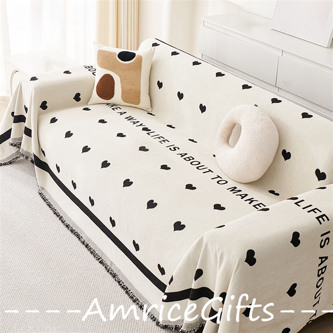Reversible Chenille Sofa Cover - Pet Proof Furniture Protector For 2-Seater (180x180cm), Machine Washable