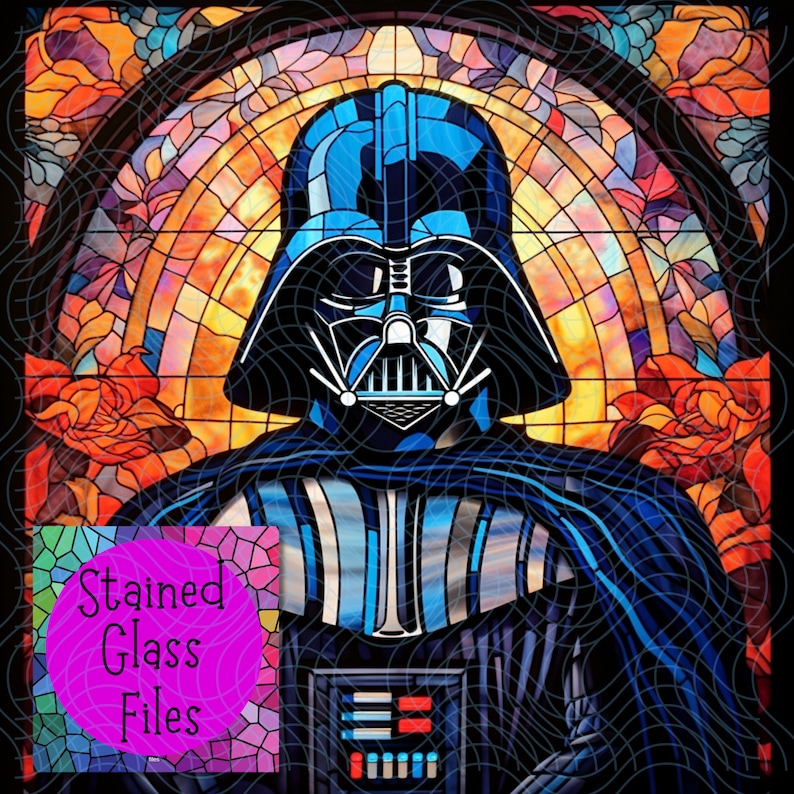 43 Original Stained Glass Inspired Star Wars Square Graphics for Cards PNGs Perfect for Cricut Print & Cut zdjęcie 1