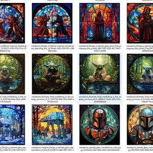 43 Original Stained Glass Inspired Star Wars Square Graphics for Cards PNGs Perfect for Cricut Print & Cut zdjęcie 9