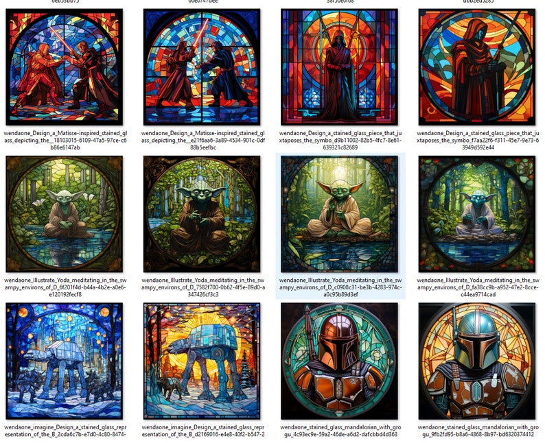 43 Original Stained Glass Inspired Star Wars Square Graphics for Cards PNGs Perfect for Cricut Print & Cut zdjęcie 9