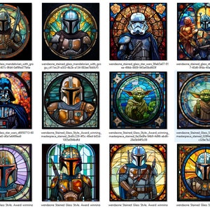 43 Original Stained Glass Inspired Star Wars Square Graphics for Cards PNGs Perfect for Cricut Print & Cut zdjęcie 8