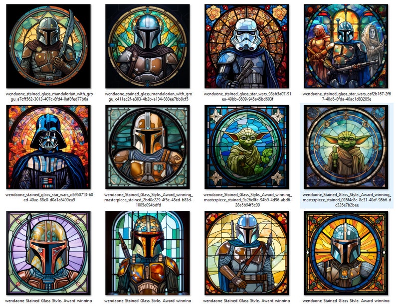 43 Original Stained Glass Inspired Star Wars Square Graphics for Cards PNGs Perfect for Cricut Print & Cut zdjęcie 8