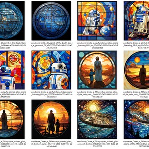 43 Original Stained Glass Inspired Star Wars Square Graphics for Cards PNGs Perfect for Cricut Print & Cut zdjęcie 7