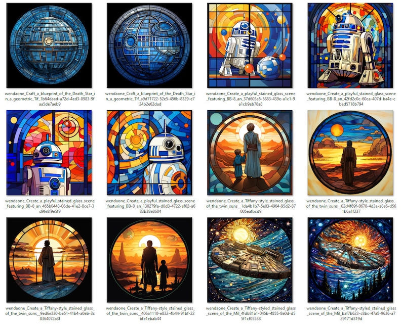 43 Original Stained Glass Inspired Star Wars Square Graphics for Cards PNGs Perfect for Cricut Print & Cut zdjęcie 7