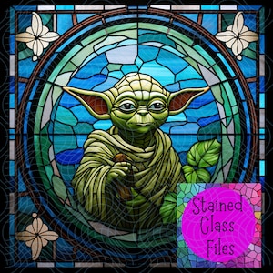 43 Original Stained Glass Inspired Star Wars Square Graphics for Cards PNGs Perfect for Cricut Print & Cut zdjęcie 5