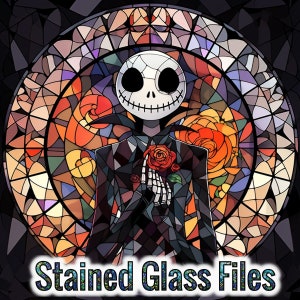 20 Jack Skellington-Inspired Stained Glass PNG SVG Clipart Collection: Perfect for Halloween & Winter Crafts