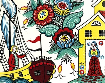 Azulejo de cerámica vintage "El sacrificio de mediados de invierno" de Carl Larsson / Arte sueco de Midvinterblot / Objeto de colección escandinavo