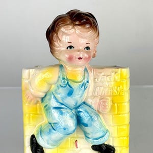 Vintage Jack Be Nimble Planter | Whimsical Kitsch-Core | 1950s Nursery Rhyme Decor | Retro Baby Room Pot