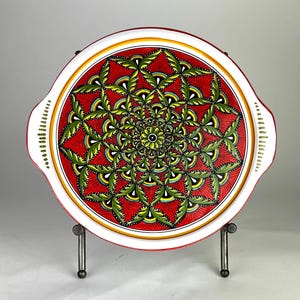 Vibrant Red Italian Ceramica Nova Deruta Platter – Hand Painted Majolica Art from Italy