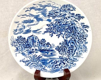 Enoch Wedgwood Countryside blauw bord | Engelse ijzersteen uit de jaren 60 | Klassiek blauw en wit decor
