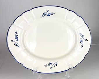 Vintage Loucarte Portugal Blau und Weiß überbackene Ovale Servierplatte