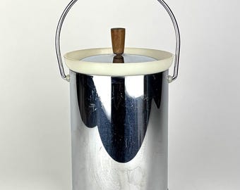 Kromex Mid-Century Moderner großer Eiskübel - Chrom & Weiß, 1950er Jahre